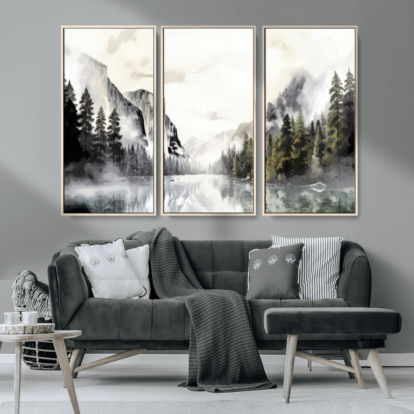 MGV-FC-48X32-3P - Yosemite Valley Wall Art Canvas Print – Framed and Ready to Hang – Majestic Nature Landscape Décor
