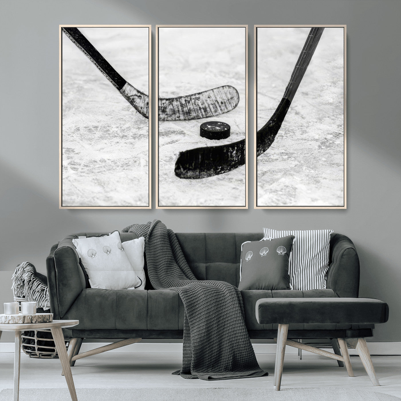 MGV-FC-48X32-3P - Winter Ice Hockey Sport Canvas Wall Art Print - Hockey Wall Art Print