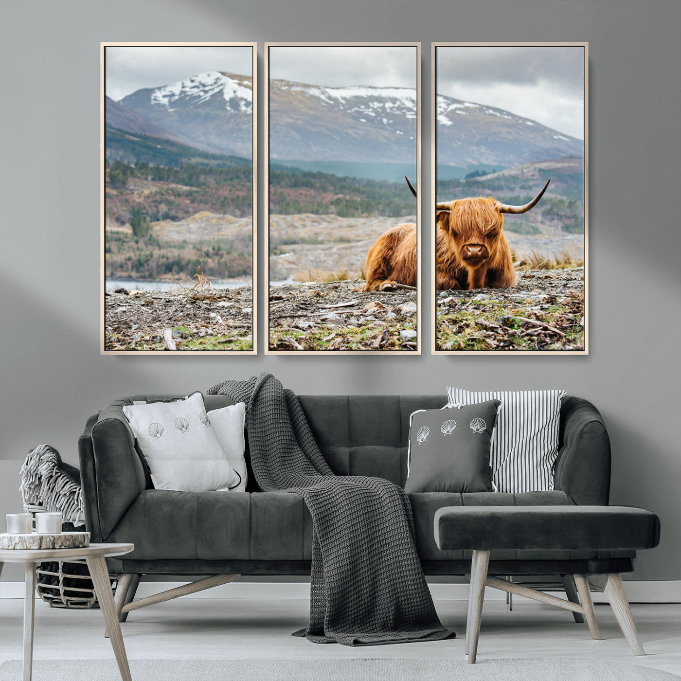 80252-MGV-FC-48X32-3P_Natural-Highland Cow Horn Farm Wall Art Canvas Print
