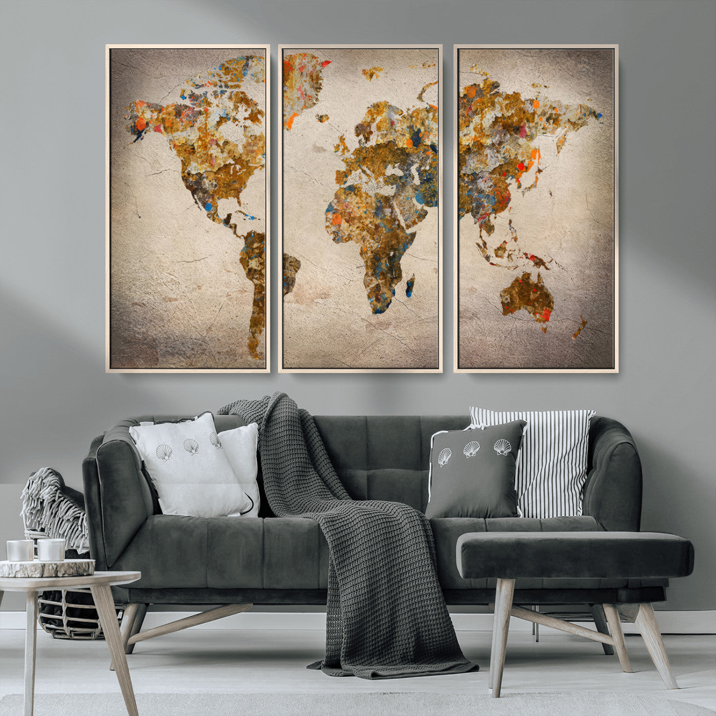 MGV-FC-48X32-3P - Push Pin World Map Canvas Print – Framed Wall Art for Couples to Track Their Travels – Anniversary