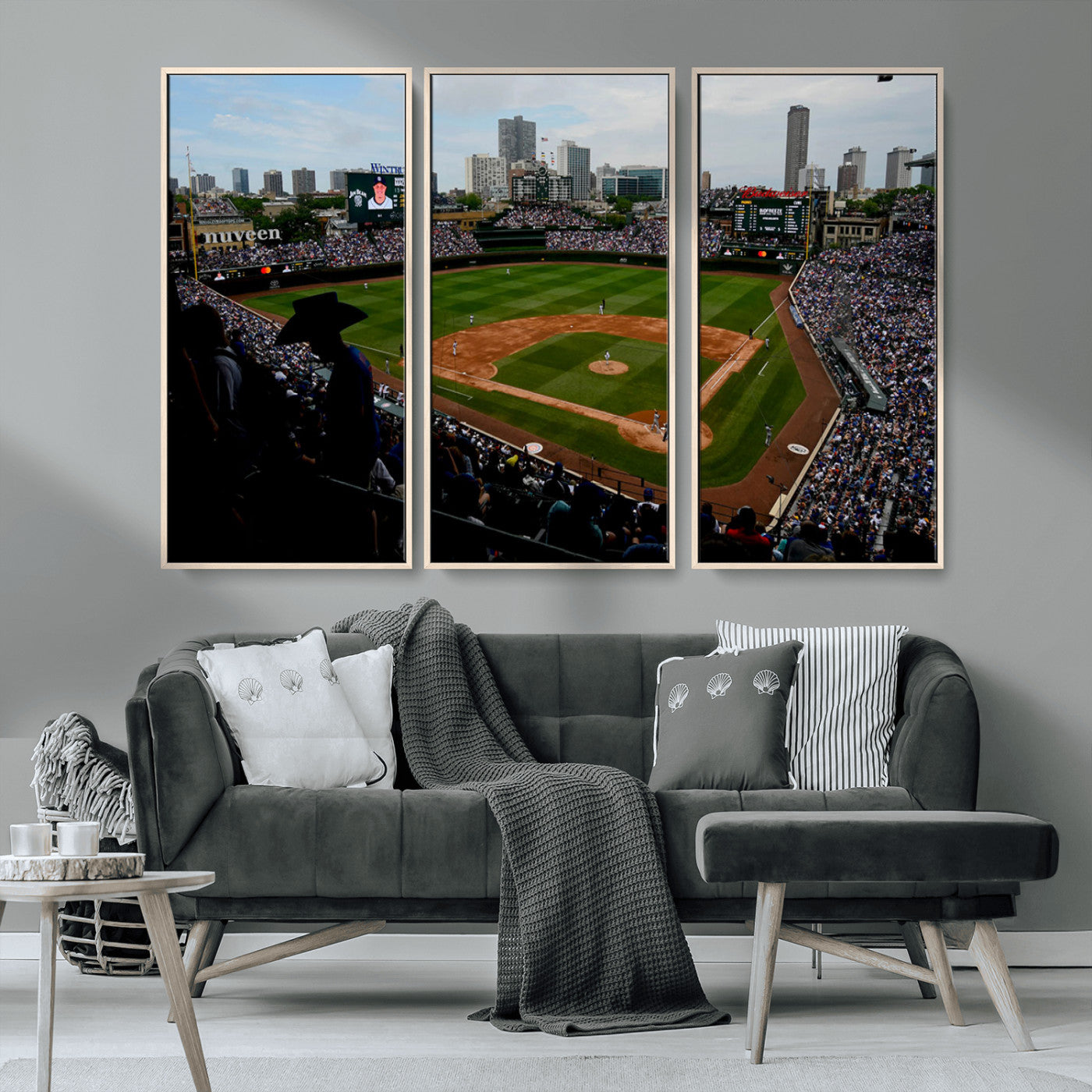 MGV-FC-48X32-3P - Chicago Cubs Baseball Team Print - Wrigley Field Stadium Wall Art Canvas Print