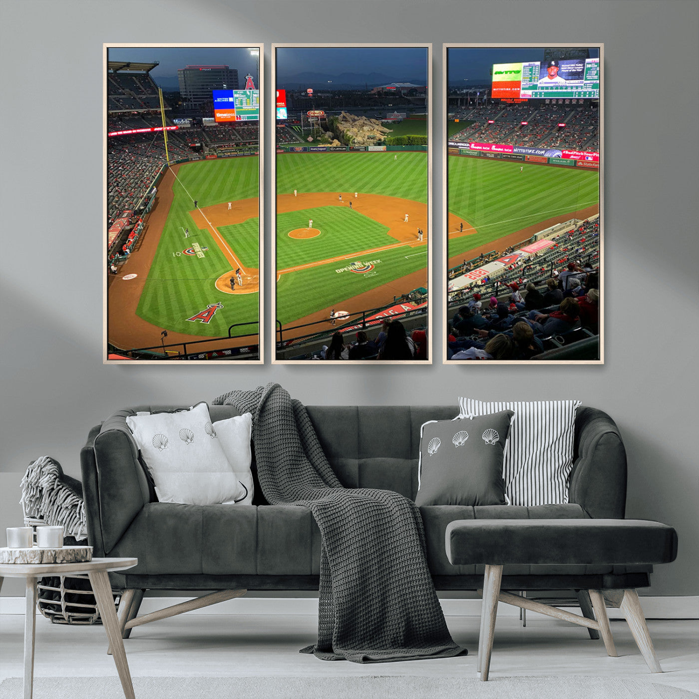 MGV-FC-48X32-3P - Angel Stadium Aerial View – Los Angeles Angels Baseball Canvas Print, Framed, Ready to Hang