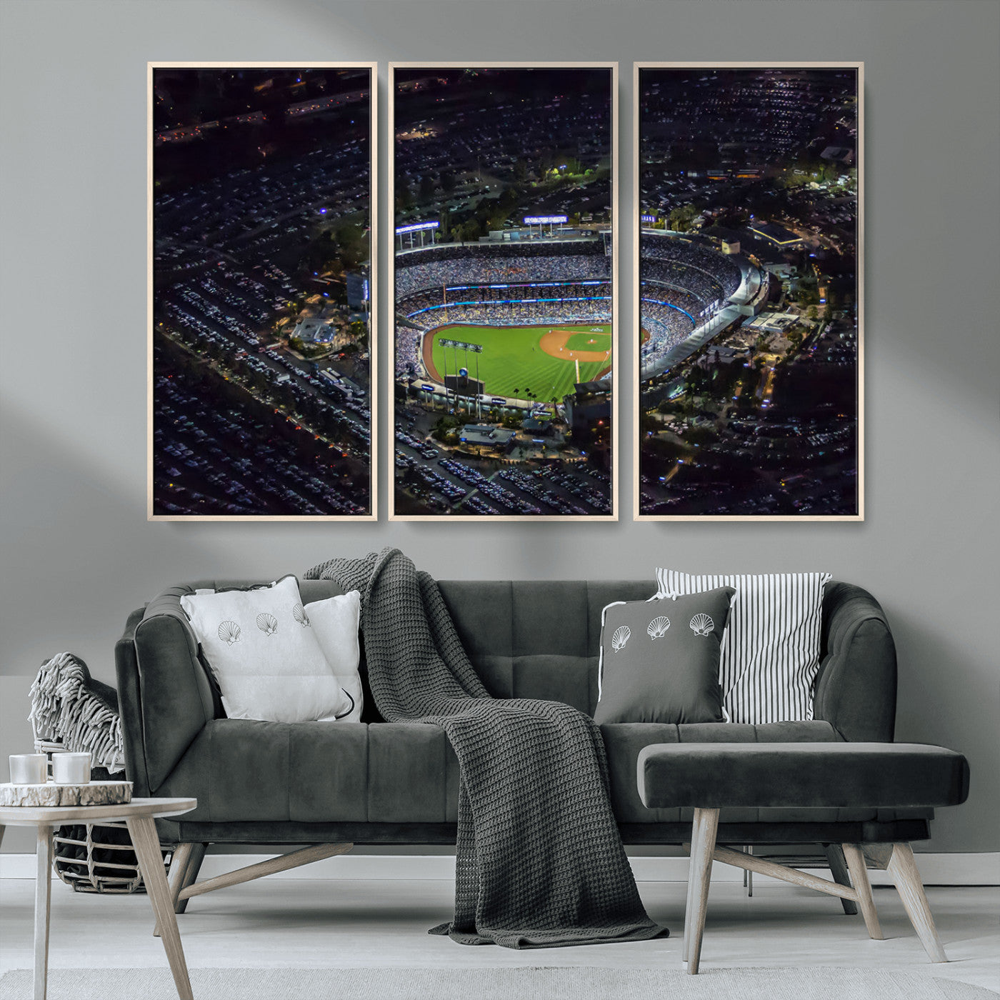 MGV-FC-48X32-3P - Los Angeles Dodgers Baseball Team Print - California Dodger Stadium Wall Art Canvas Print