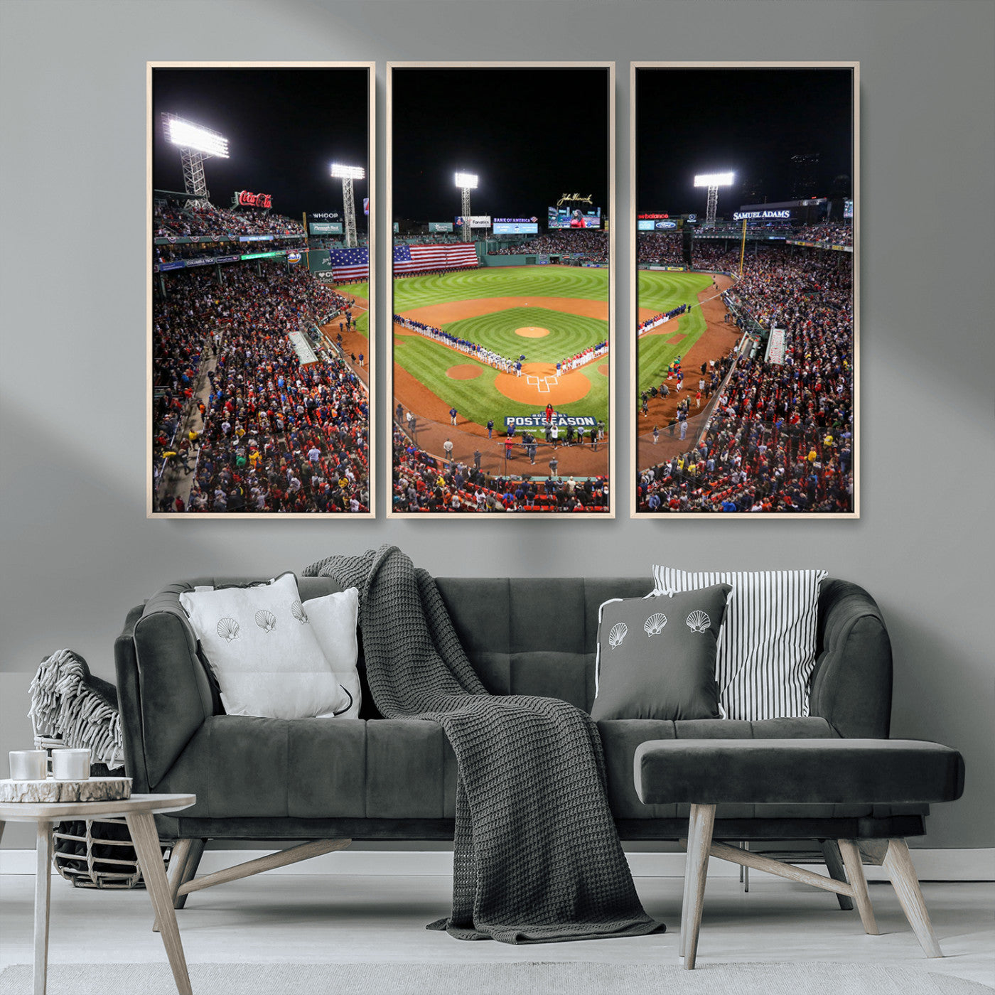 MGV-FC-48X32-3P - Fenway Park Wall Art Canvas Print | Large Baseball Stadium Canvas Print for Boston Red Sox Fans | Framed Ready-to-Hang Boston Sports Decor Artwork