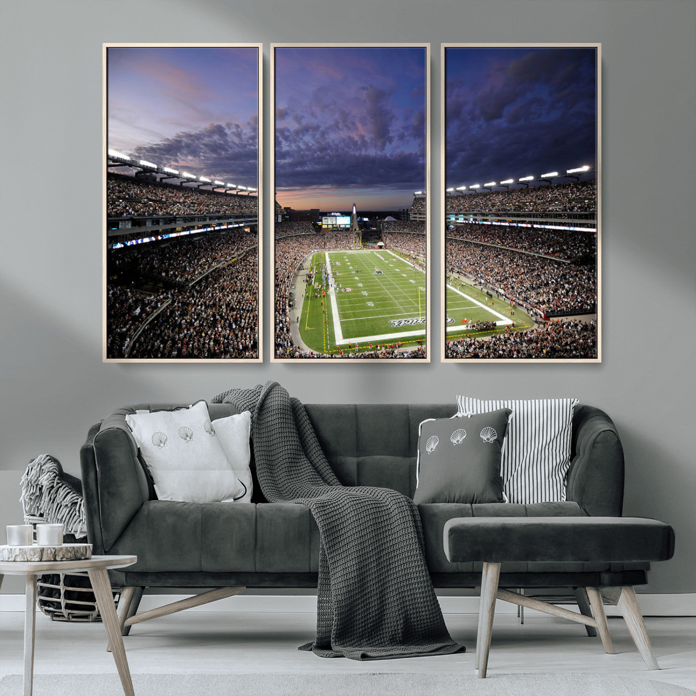 MGV-FC-48X32-3P - New England Patriots Football Team Print - Foxborough Gillette Stadium Wall Art Canvas Print