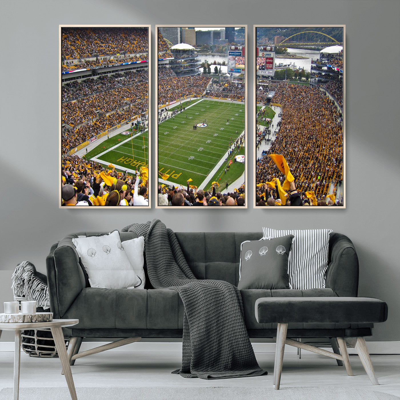 MGV-FC-48X32-3P - Pittsburgh Steelers Football Team Print - Pittsburgh Heinz Field Stadium Wall Art Canvas Print
