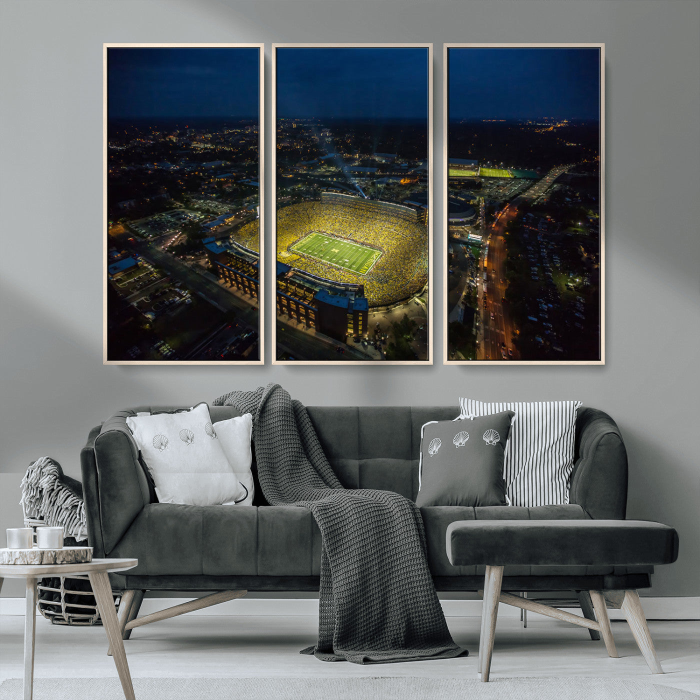 MGV-FC-48X32-3P - Michigan Wolverines Football Team Print - Michigan Stadium Wall Art Canvas Print