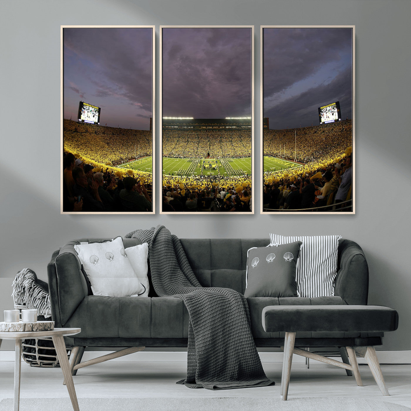 MGV-FC-48X32-3P - Michigan Wolverines Football Team Print - Michigan Stadium Wall Art Canvas Print