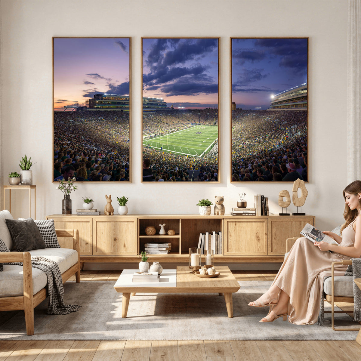 50825-MGV-CV-36X24 - Notre Dame Fighting Irish Football Team Print, Notre Dame Stadium Wall Art Canvas Print