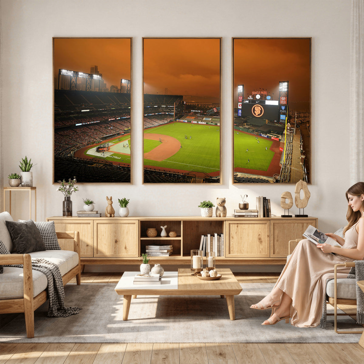 31315-MGV-CV-36X24 - San Francisco Giants Baseball Team Print, Oracle Park Stadium Wall Art Canvas Print