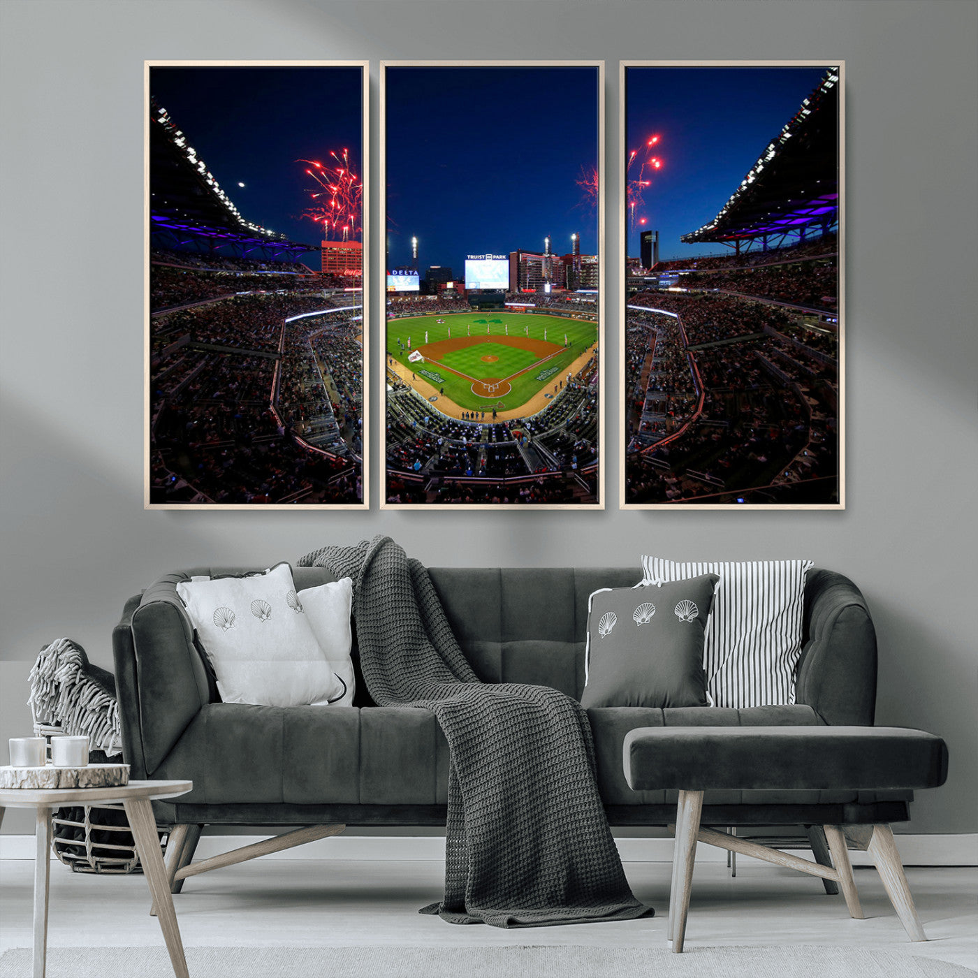 MGV-FC-48X32-3P - Truist Park Atlanta Braves Baseball Stadium Wall Art Print | Large 3-Panel Canvas Print for Sports