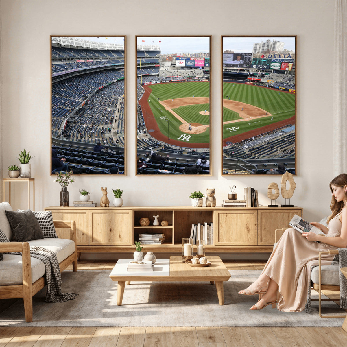 45784-MGV-CV-36X24 - New York Yankees Baseball Team Print, Yankee Stadium Wall Art Canvas Print