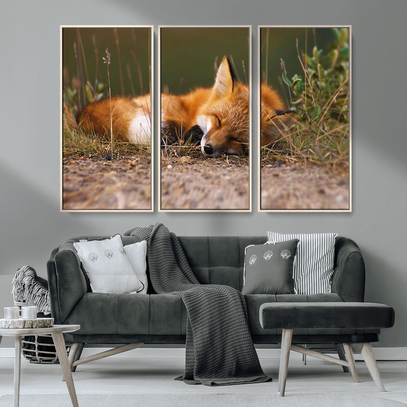 -Sleeping Fox Wall Art Canvas Print, Farmhouse Wall Decor and Animal Wall Art Print