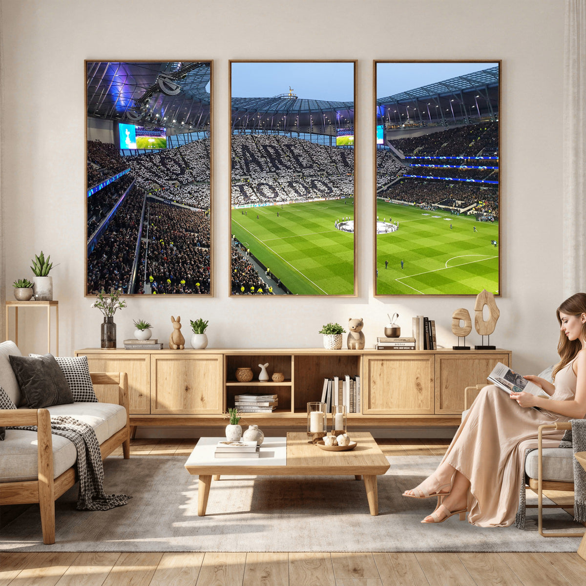 38765-MGV-CV-36X24 - Tottenham Hotspur Stadium Canvas Print, Match Day Triple Canvas Wall Art