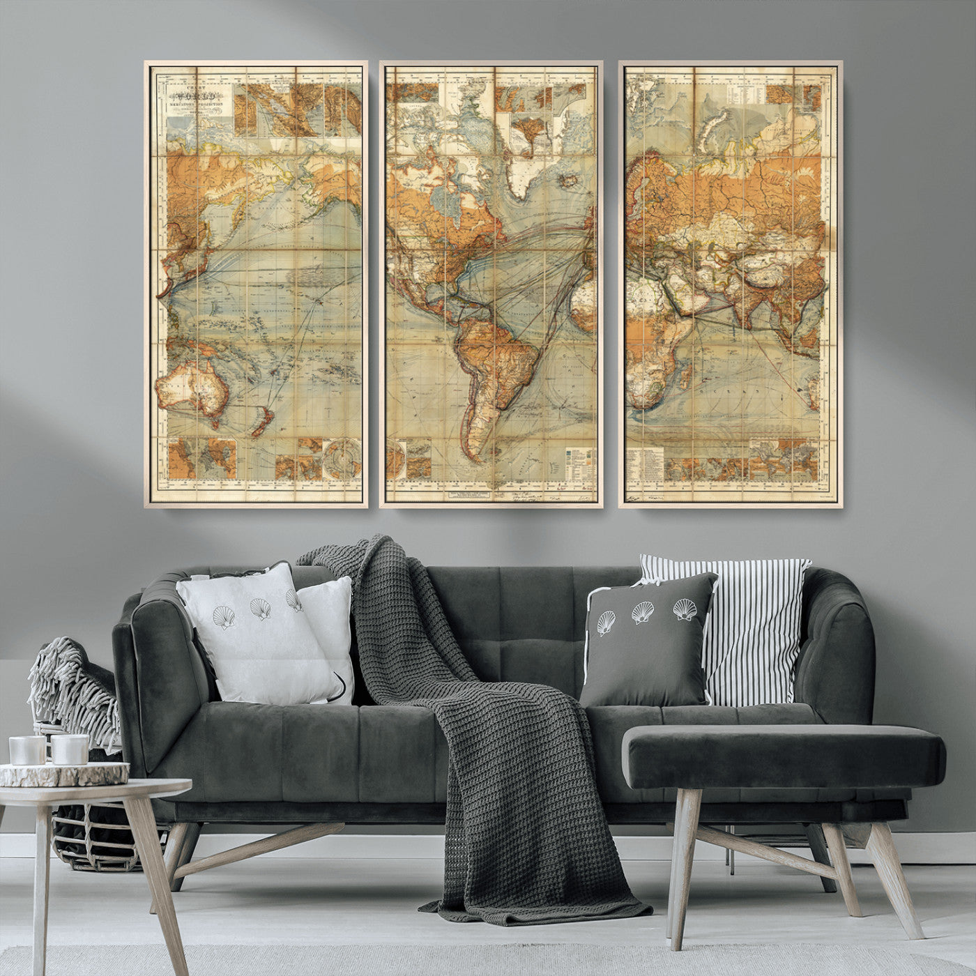 MGV-FC-48X32-3P - Push Pin World Map Canvas Print – Framed Wall Art for Couples to Track Their Travels – Anniversary