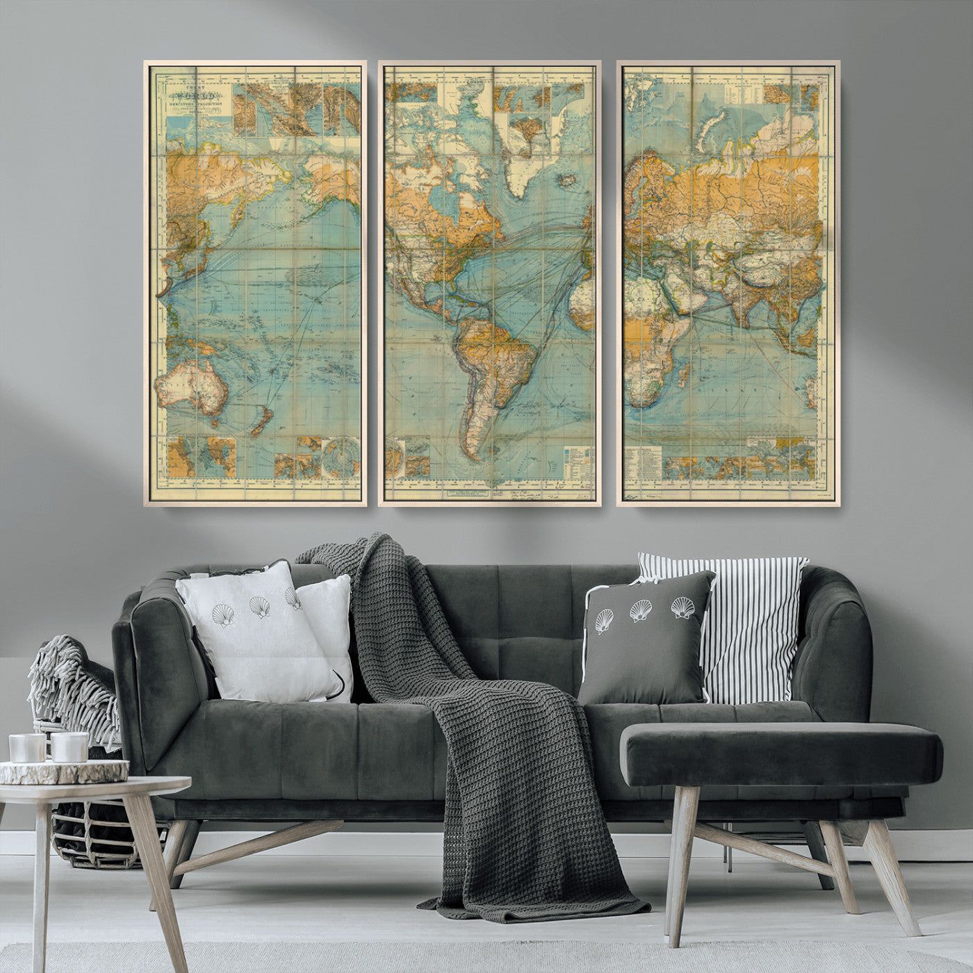 MGV-FC-48X32-3P - Push Pin World Map Canvas Print – Framed Wall Art for Couples to Track Their Travels – Anniversary
