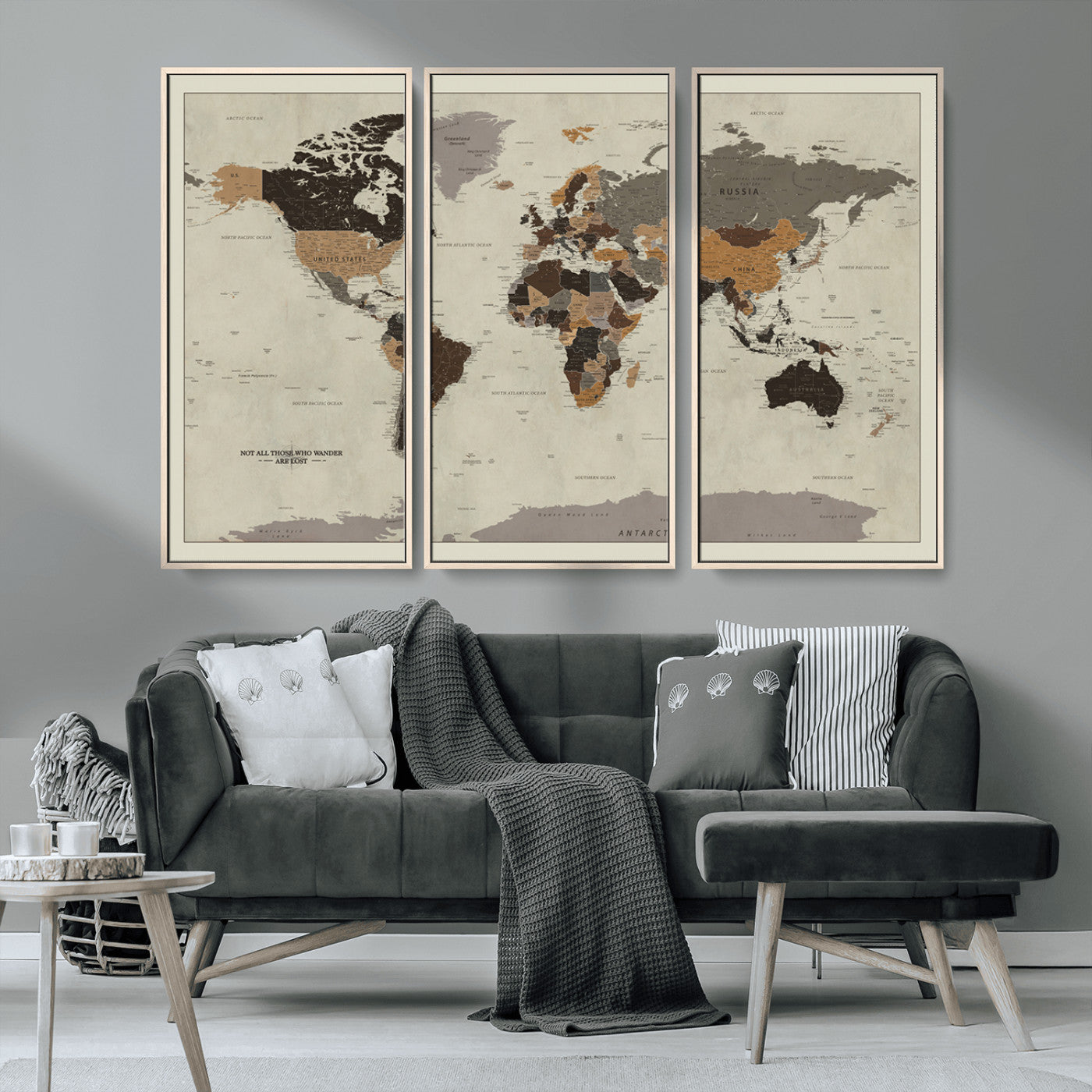 MGV-FC-48X32-3P - Push Pin World Map Canvas Print – Framed Wall Art for Couples to Track Their Travels – Anniversary