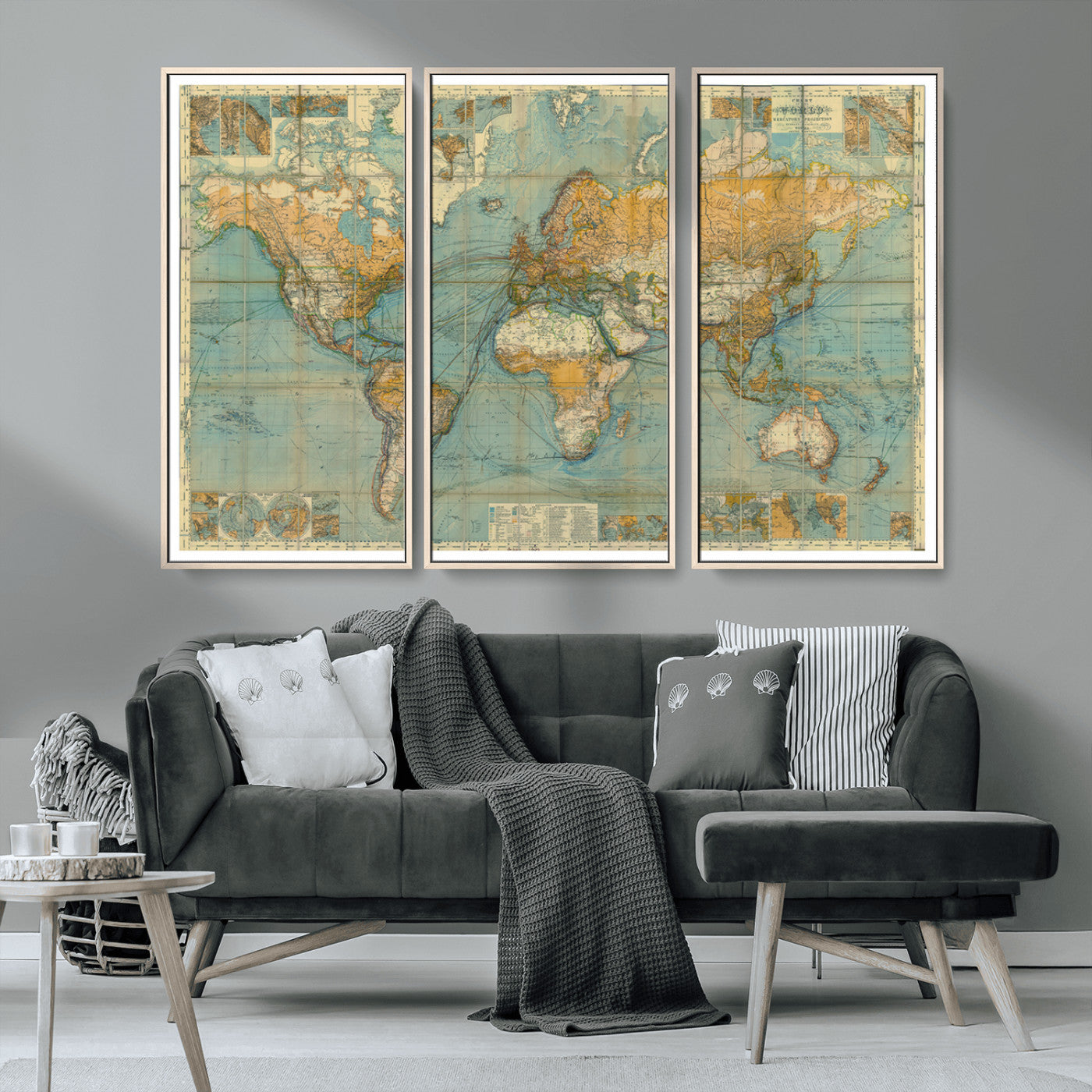 MGV-FC-48X32-3P - Push Pin World Map Canvas Print – Framed Wall Art for Couples to Track Their Travels – Anniversary
