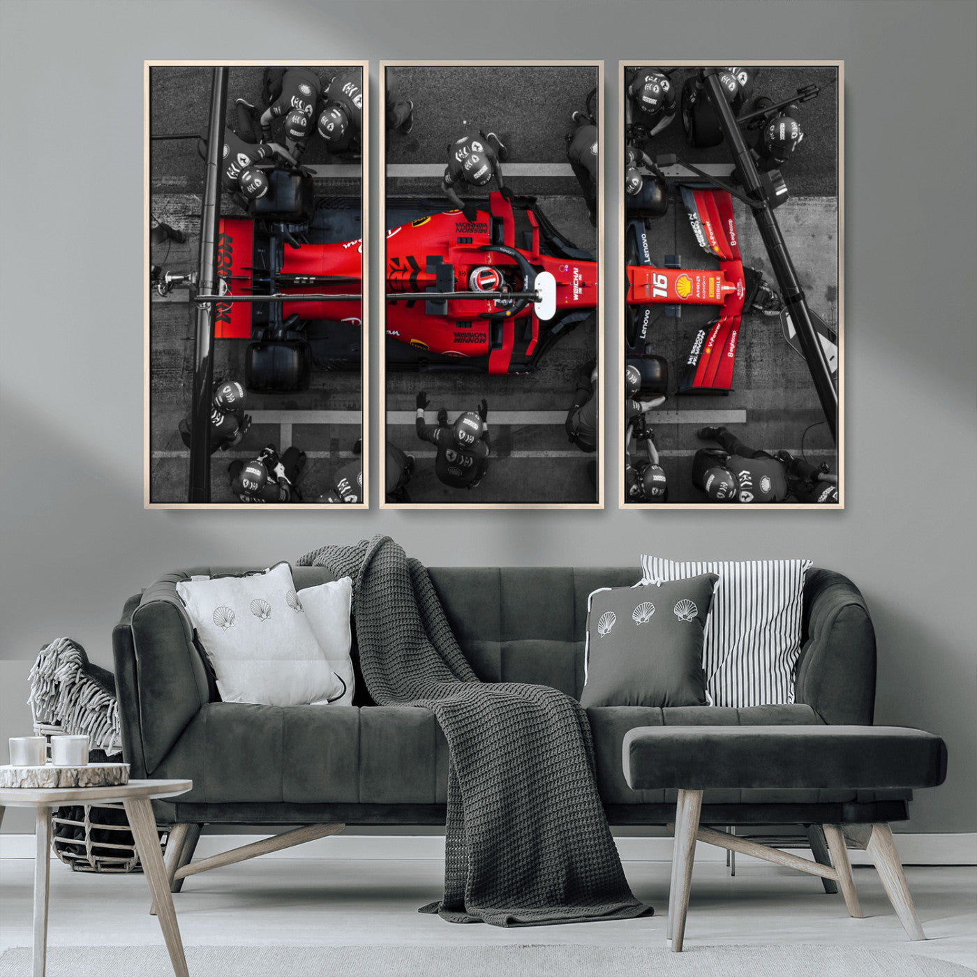 MGV-FC-48X32-3P - Ferrari Pit Stop Canvas Wall Art – Precision and Speed Captured in Bold Motorsport Imagery – Ready