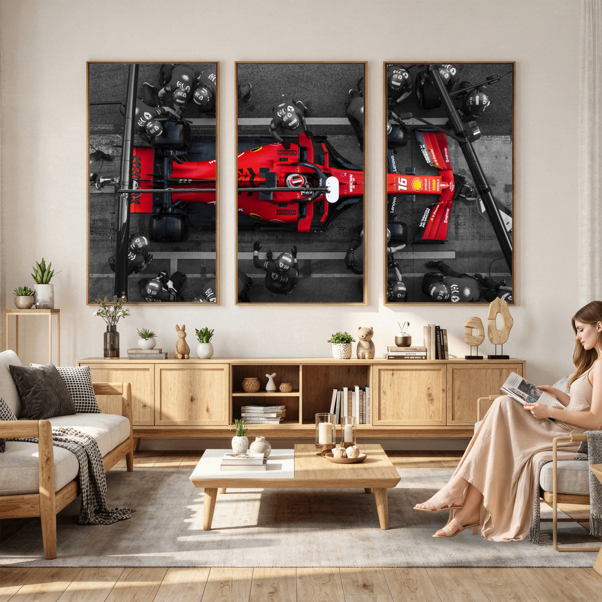 99356-MGV-CV-36X24 - Ferrari Pit Stop Canvas Wall Art | Precision and Speed