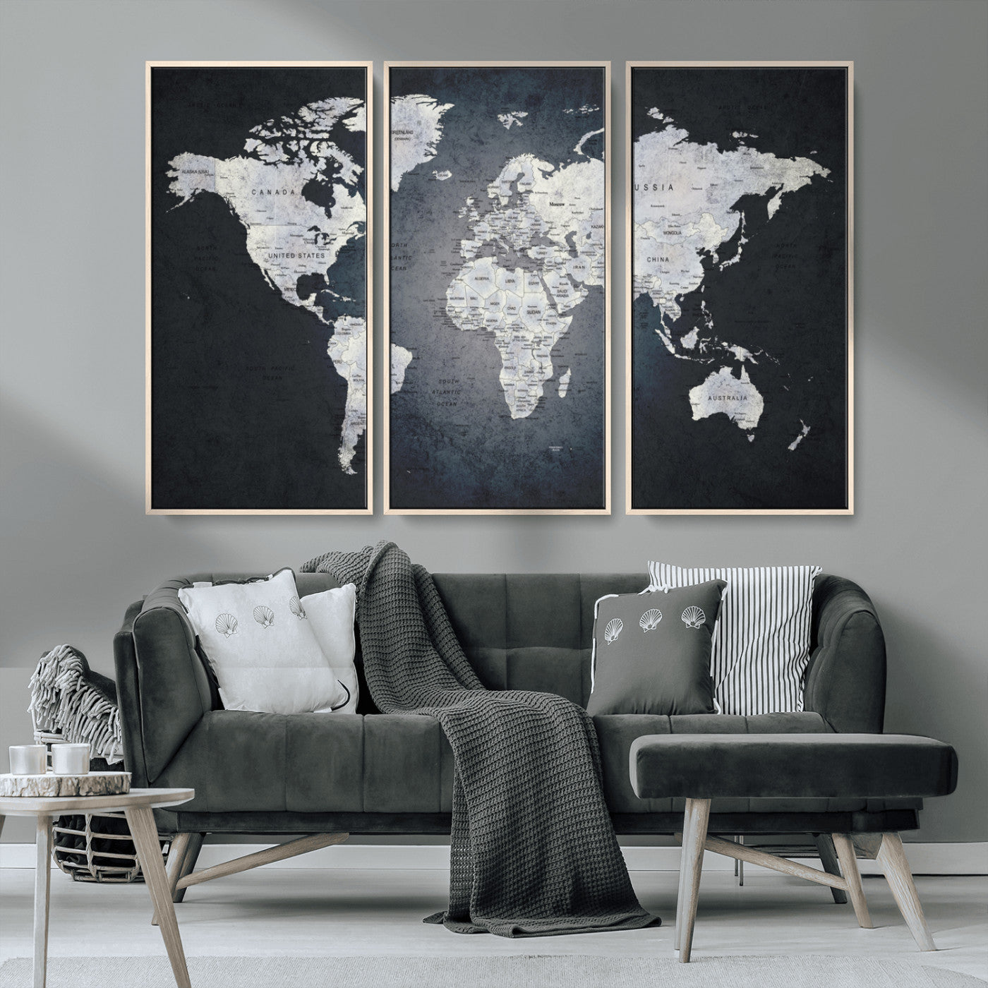 MGV-FC-48X32-3P - World Map Wall Art Canvas Print for Home and Office Decor