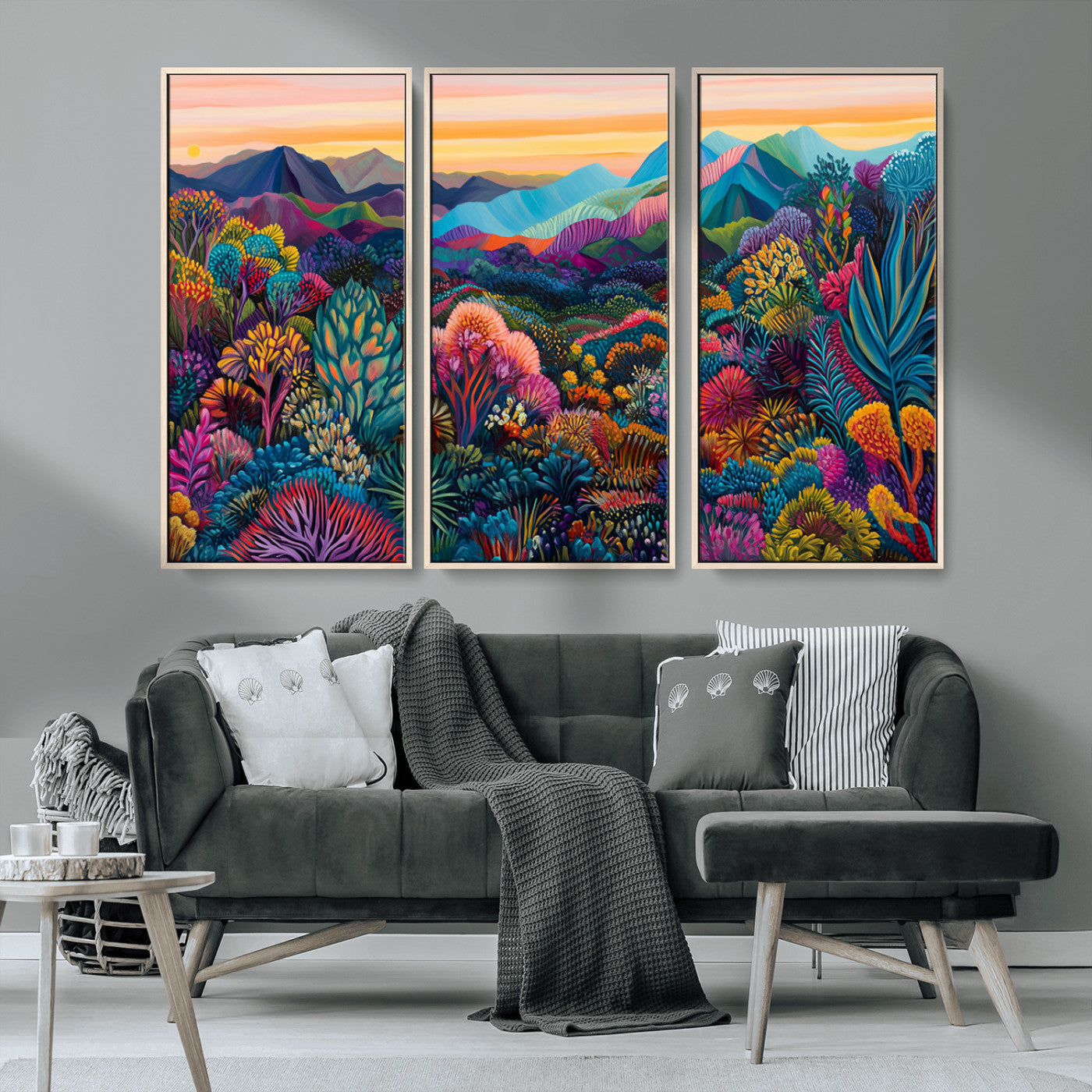 MGV-FC-48X32-3P - Colorful Abstract Landscape Wall Art Print Canvas - Vibrant Modern Decor for Living Room, Office, or