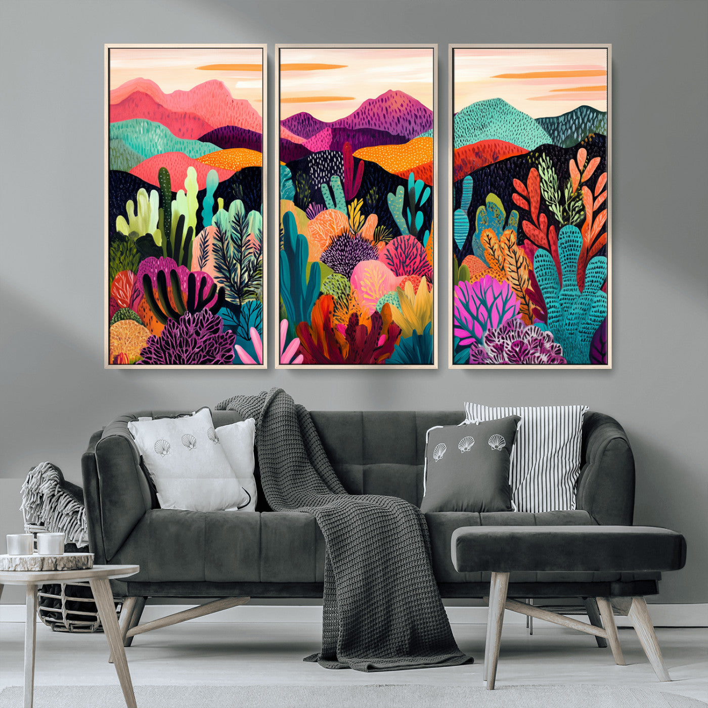 MGV-FC-48X32-3P - Abstract Kusama Print - Landscape Canvas Wall Art Print - Vibrant Modern Decor for Living Room,