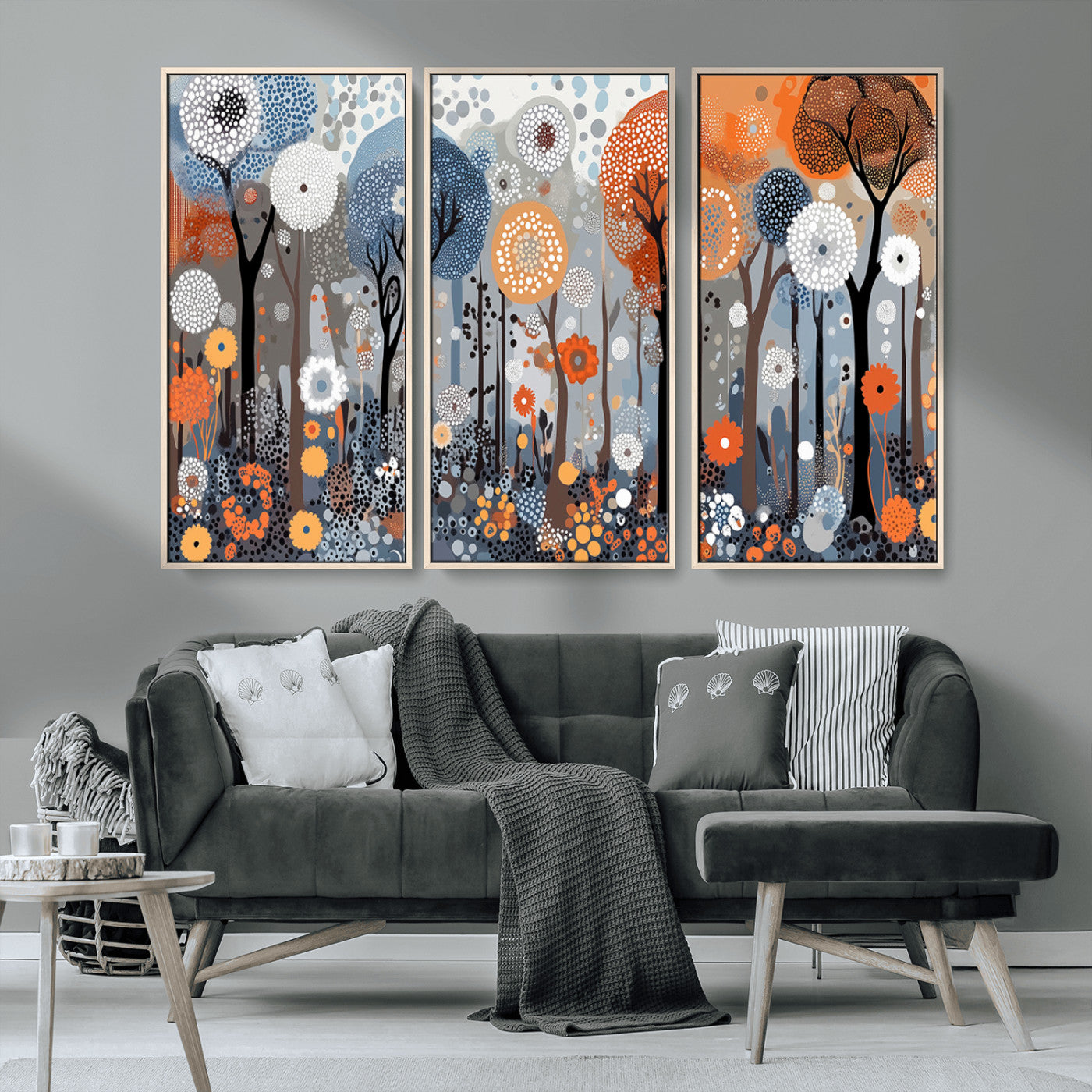 MGV-FC-48X32-3P - Abstract Winter Landscape Canvas Wall Art Print - Large Colorful Nature Wall Decor
