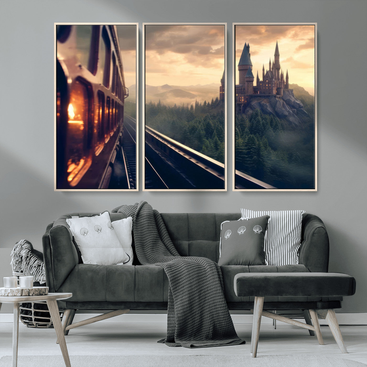 MGV-FC-48X32-3P - Harry Castle Wall Art Canvas Print, Wizard School Wall Art Print, Movie Wall Art Print