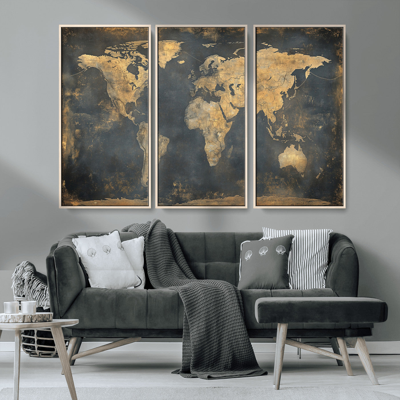 MGV-FC-48X32-3P - Push Pin World Map Canvas Print – Framed Wall Art for Couples to Track Their Travels – Anniversary
