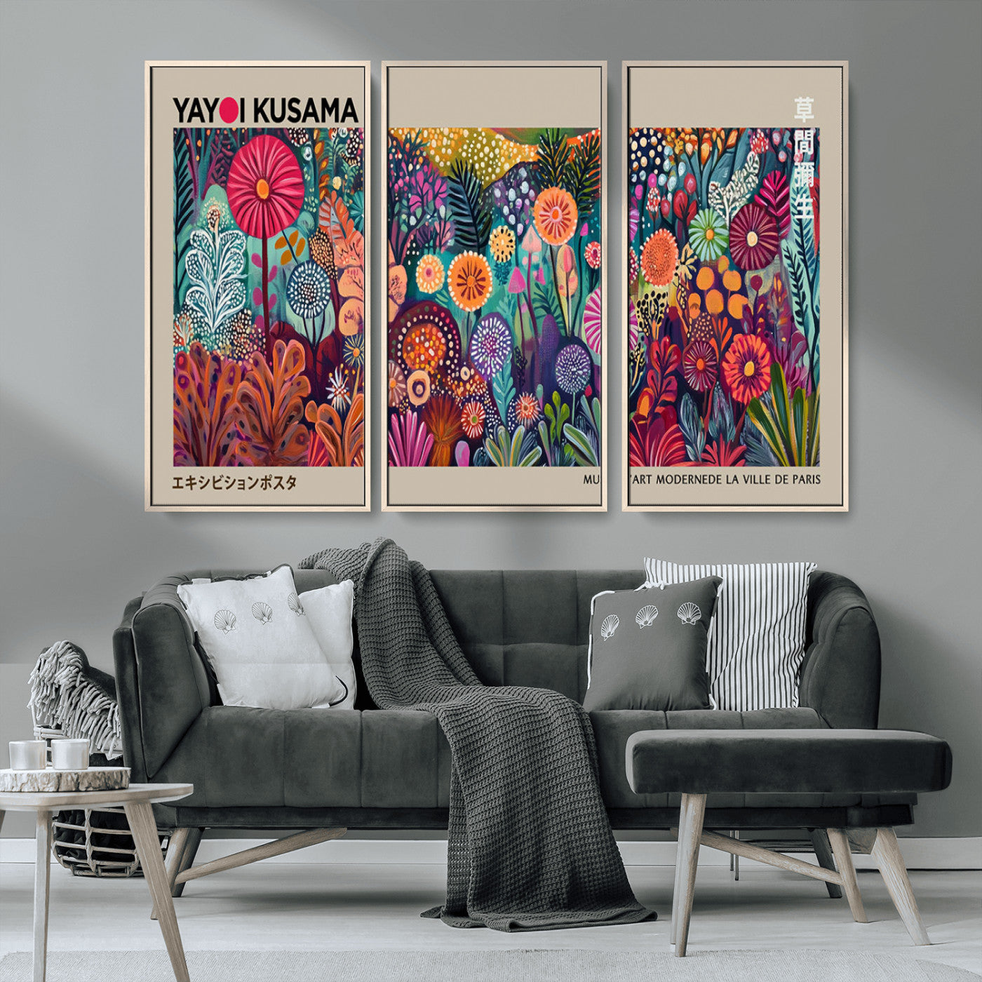 MGV-FC-48X32-3P - Yayoi Kusama Wall Art Canvas Print, Abstract Art, Large Yayoi Kusama Framed Wall Art Print, Japanese