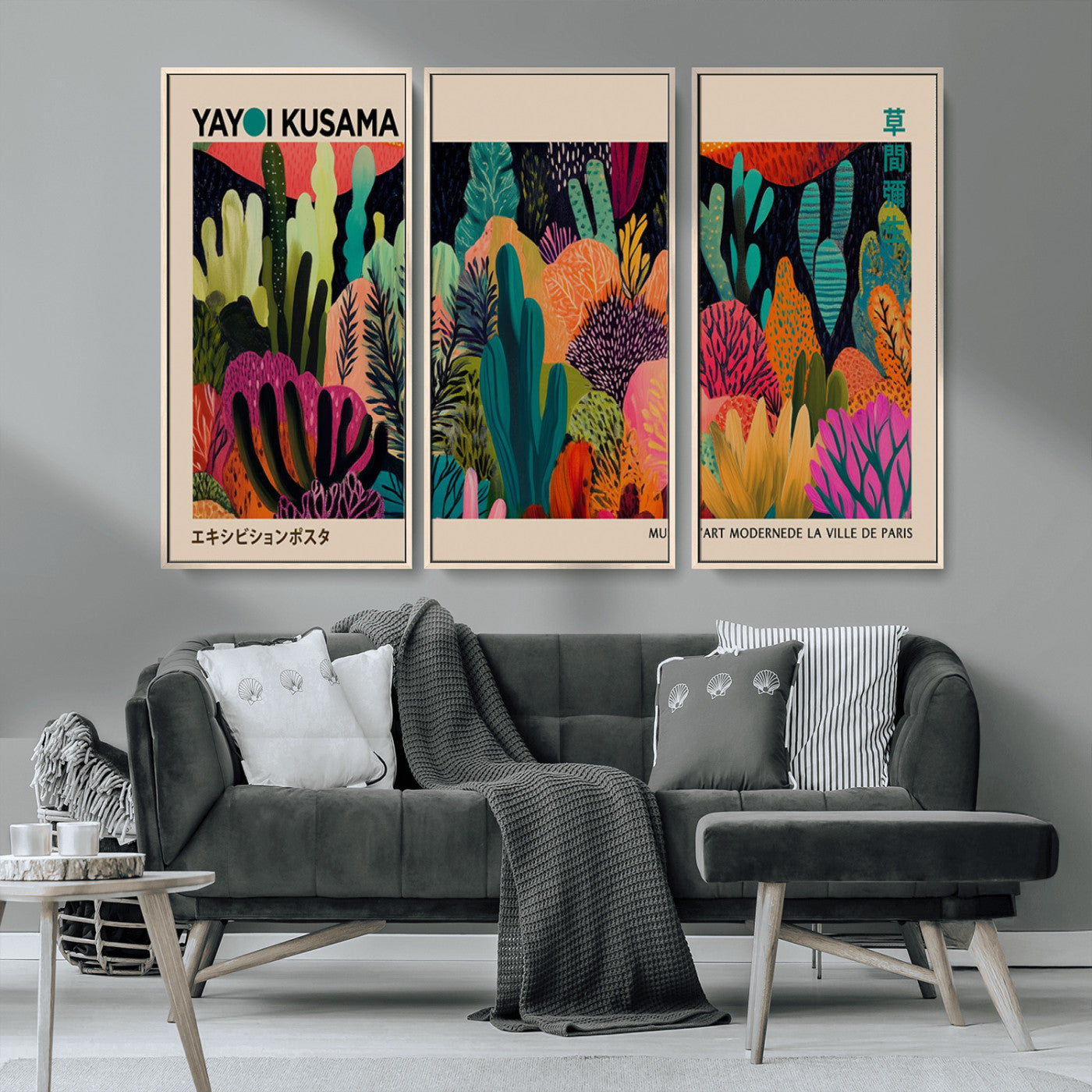 MGV-FC-48X32-3P - Yayoi Kusama Wall Art Canvas Print, Abstract Art, Large Yayoi Kusama Framed Canvas Print, Japanese
