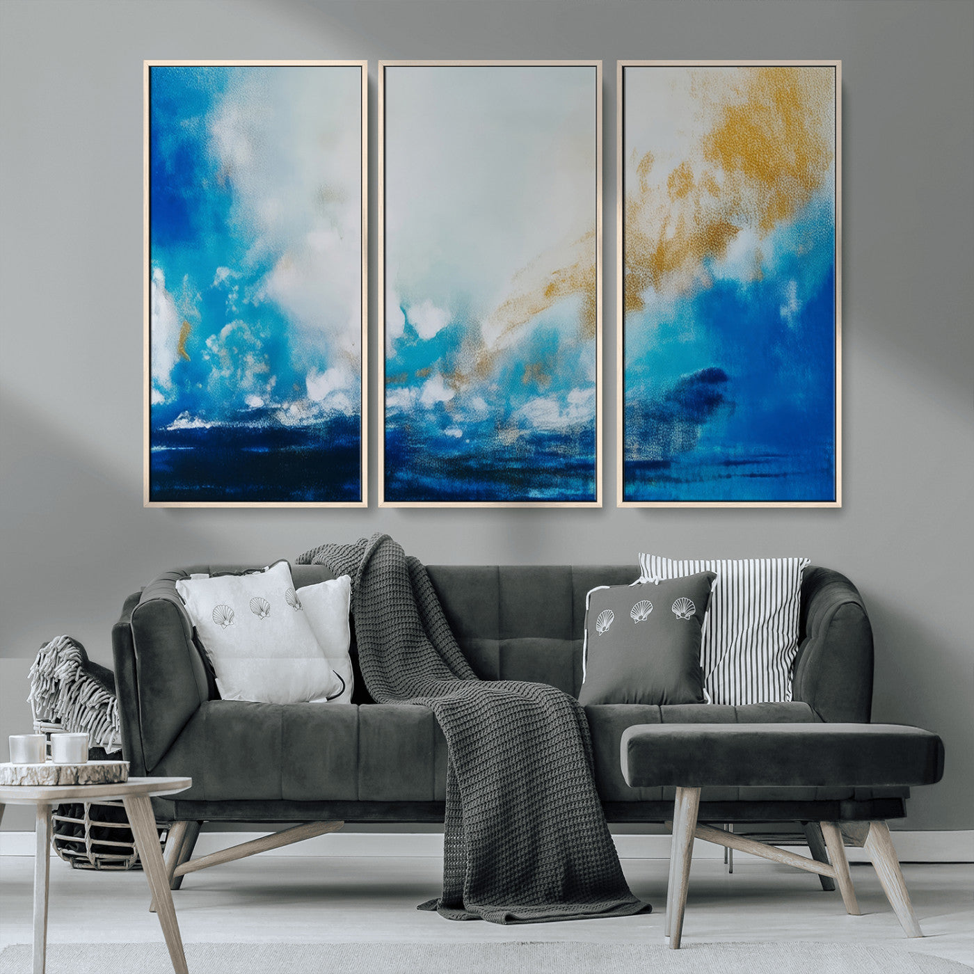 MGV-FC-48X32-3P - Blue Abstract Print - Dynamic Ocean-Inspired Canvas Wall Art