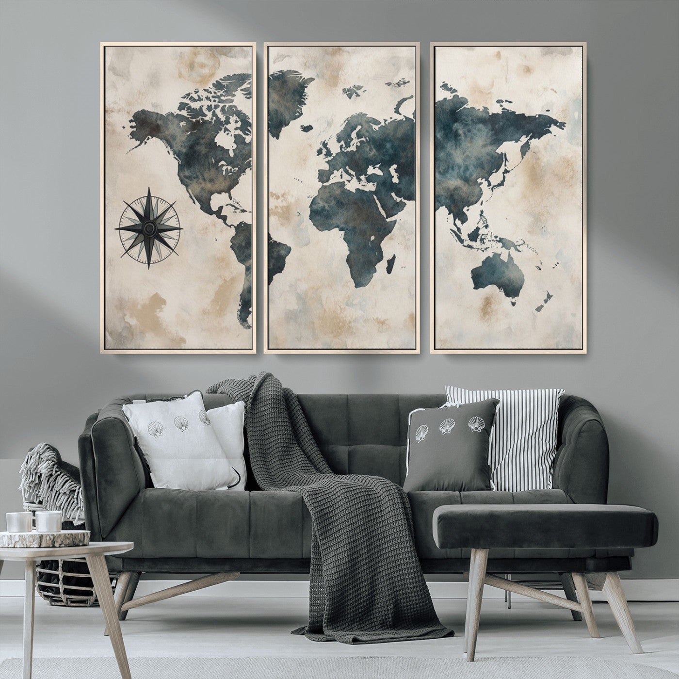 MGV-FC-48X32-3P - Push Pin World Map Canvas Print – Framed Wall Art for Couples to Track Their Travels – Anniversary
