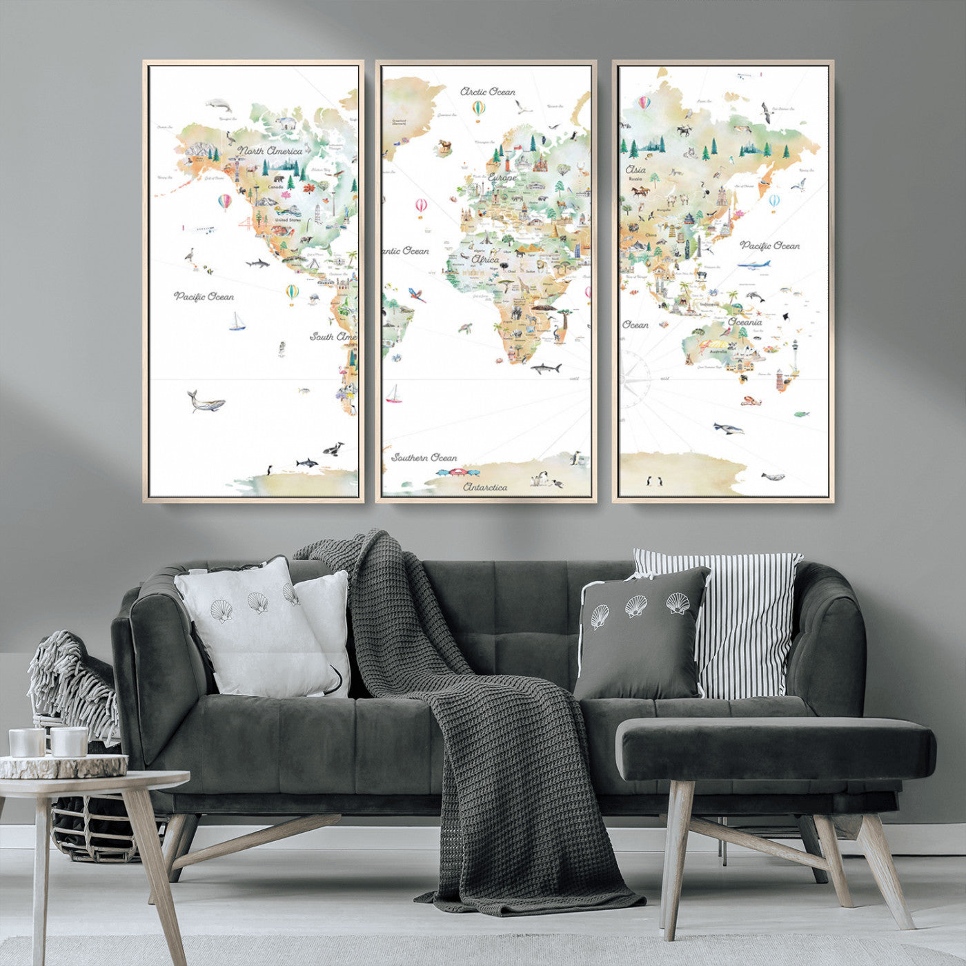 MGV-FC-48X32-3P - Push Pin World Map Canvas Print – Framed Wall Art for Couples to Track Their Travels – Anniversary