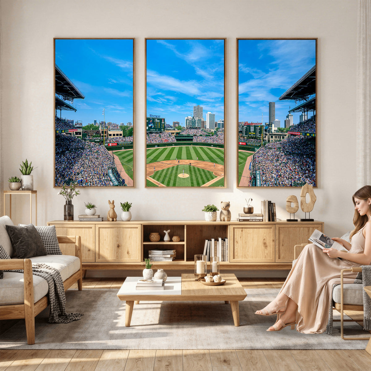32373-MGV-CV-36X24 - Wrigley Field Chicago Cubs Panoramic Art Multi-Piece Canvas