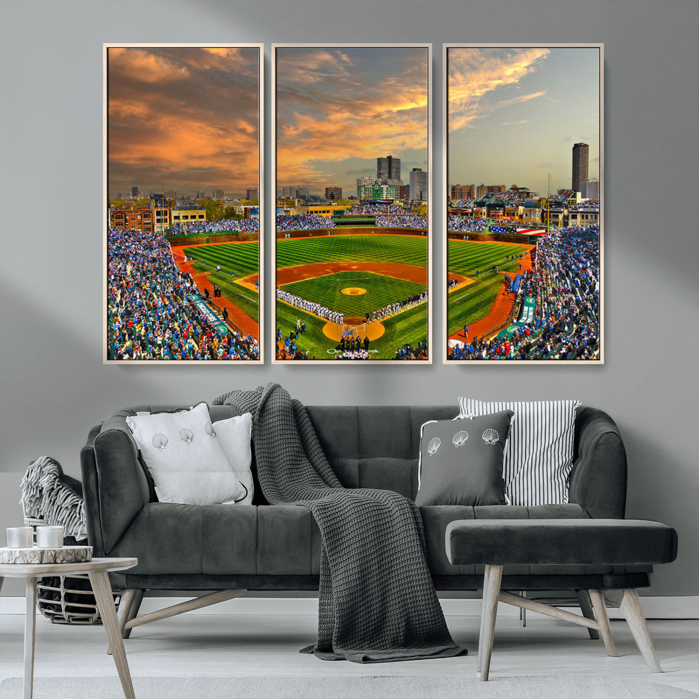 MGV-FC-48X32-3P - Chicago Wrigley Field Canvas Wall Art - Iconic Baseball Stadium Art Print - Wrigley Field Chicago