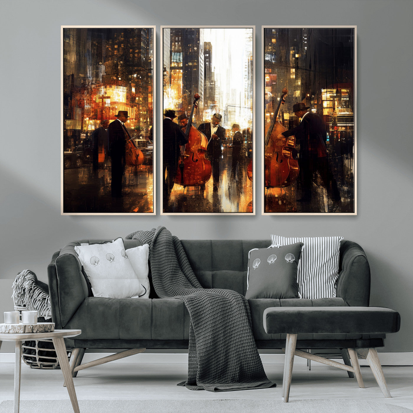 MGV-FC-48X32-3P - Abstract Jazz Art Wall Art Canvas Print - Framed Abstract Music Canvas - Colorful Instrument Poster