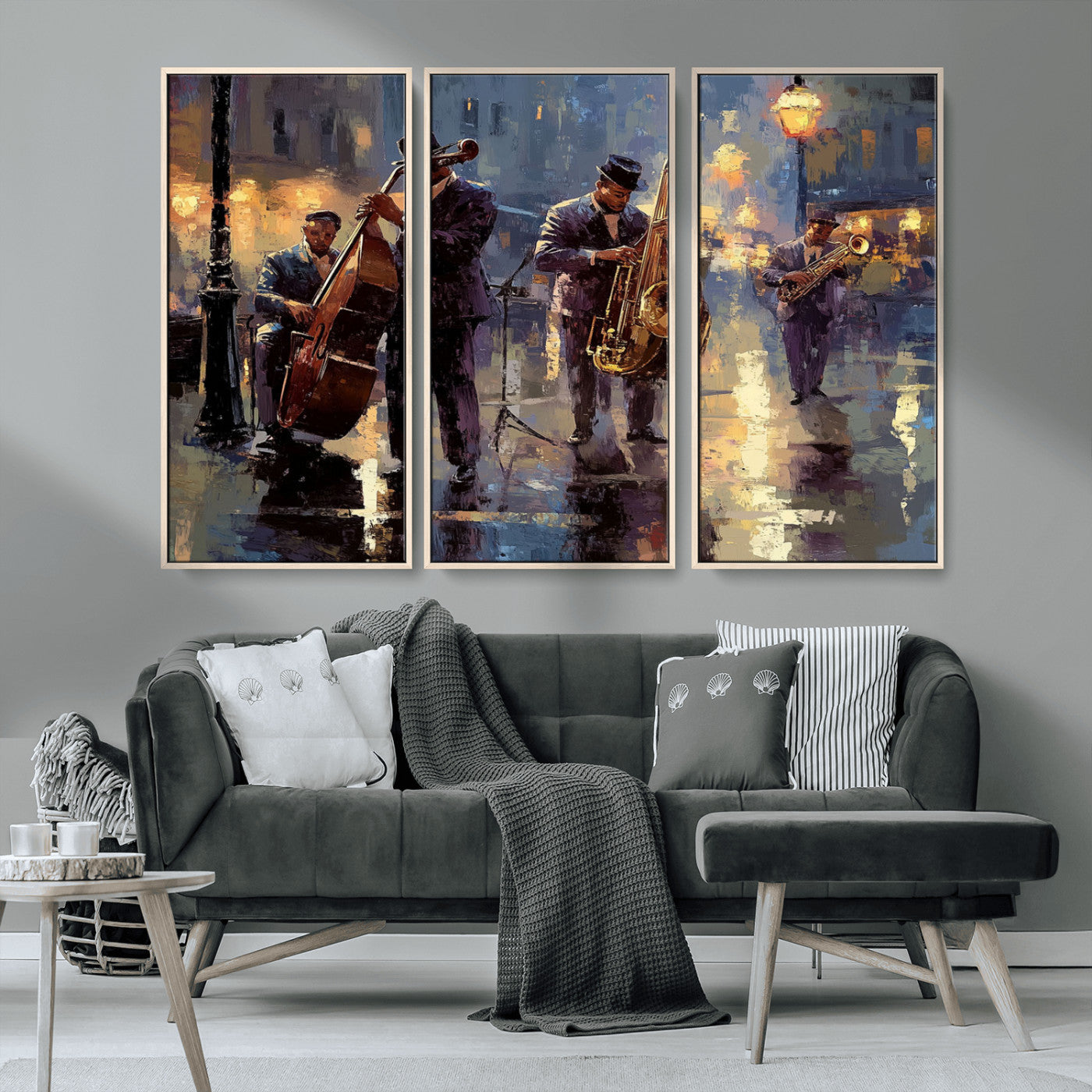 MGV-FC-48X32-3P - Afro Abstract Jazz Music Canvas Print - African American Wall Art - Colorful Framed Afro Abstract