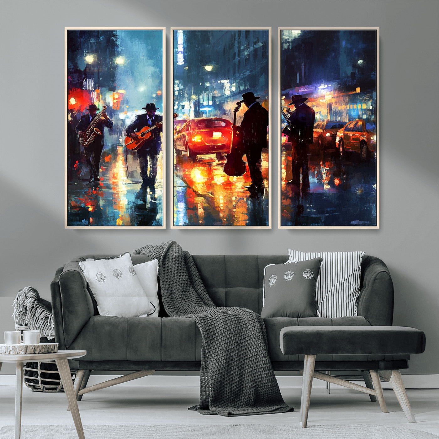 MGV-FC-48X32-3P - African American Jazz Canvas - Abstract Music Wall Art Print - Abstract Jazz Wall Art Framed Prints