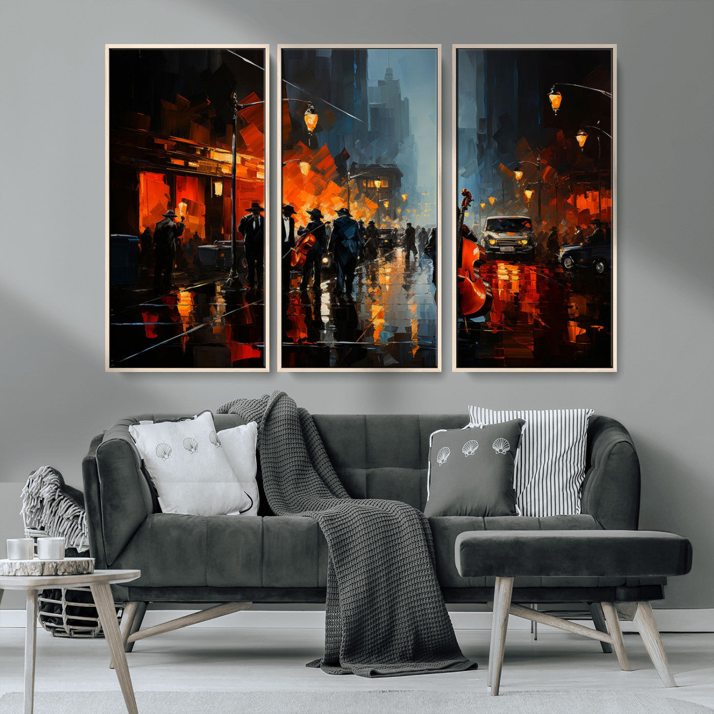 MGV-FC-48X32-3P - Winston Porter Jazz Wall Art - African American Music Canvas - Abstract Colorful Music Art - Framed