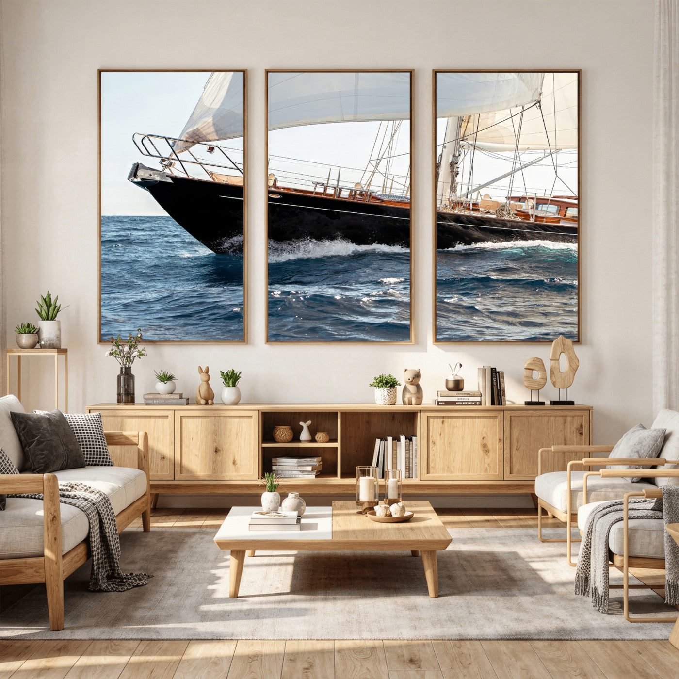 97168626-MGV-CV-36X24 - Boat Yacht Wall Art – Ocean Waves & Sailing Adventure Canvas Print, Nautical Elegance & Marine Journey for Living Room or Luxury Decor
