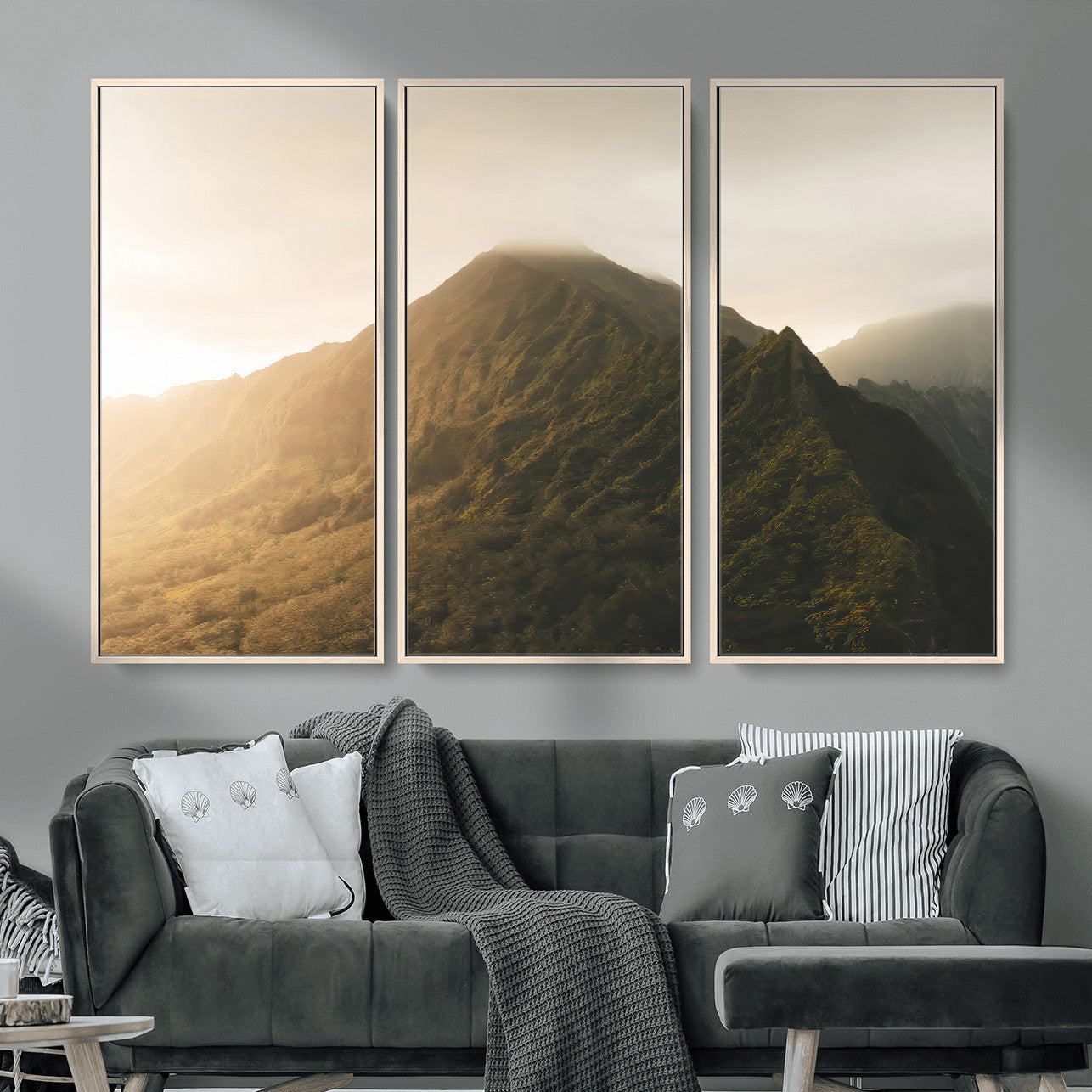 42338636-MGV-CV-36X24-Mountain Wall Art – Framed Sunset Landscape Canvas Artwork, Serene Nature Design, Rustic Decor for Home, Office