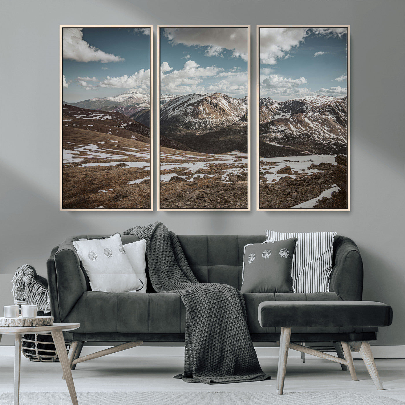 MGV-FC-48X32-3P - Mountain Landscape Wall Art Canvas Print, Framed Snowy Peaks Art Picture Print, Rugged Highlands Perfect Rustic Adventure Decor Artwork