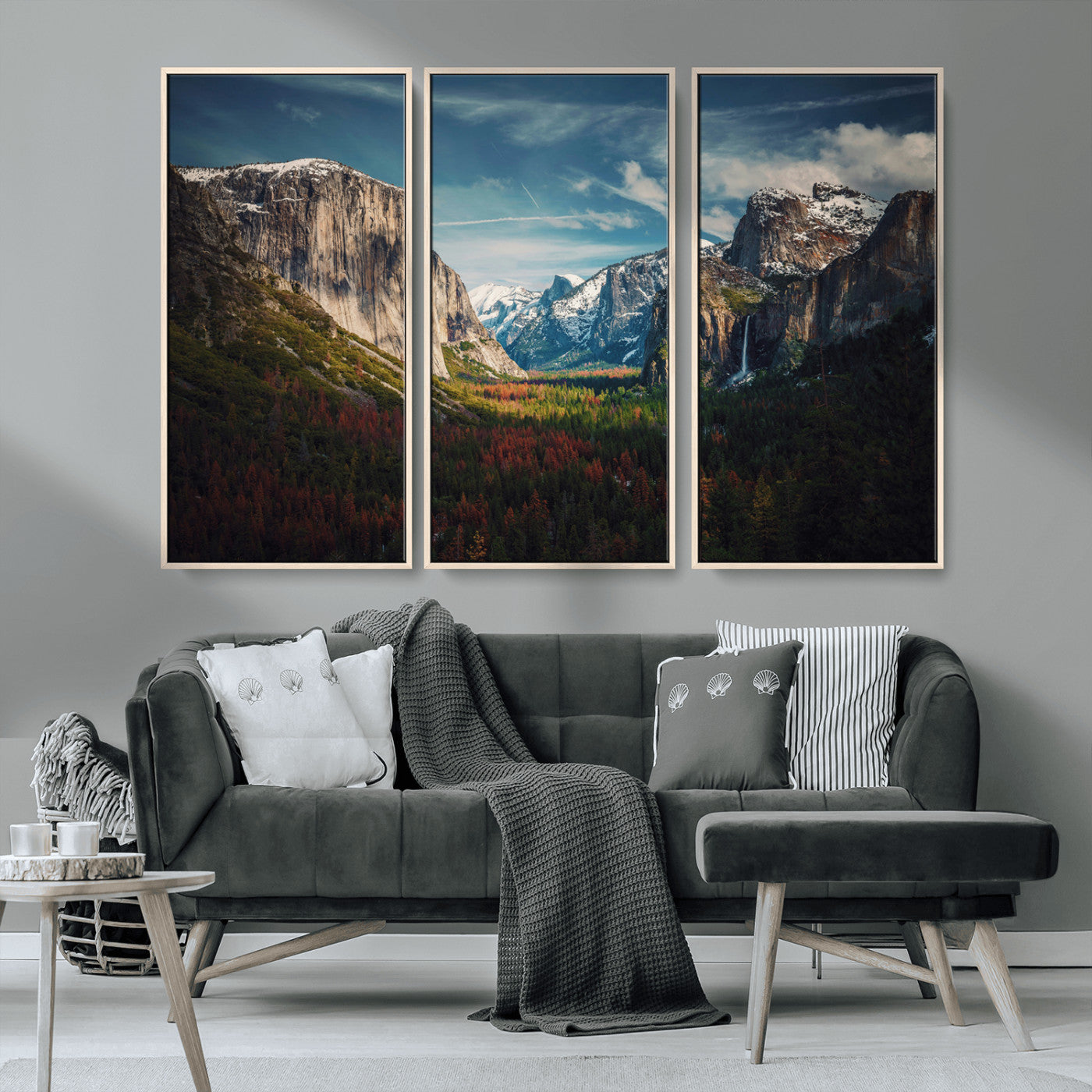 MGV-FC-48X32-3P - Yosemite National Park Wall Art Canvas Print, Framed Mountain Landscape Art Picture Print, El Capitan Perfect Rustic Farmhouse Decor Artwork