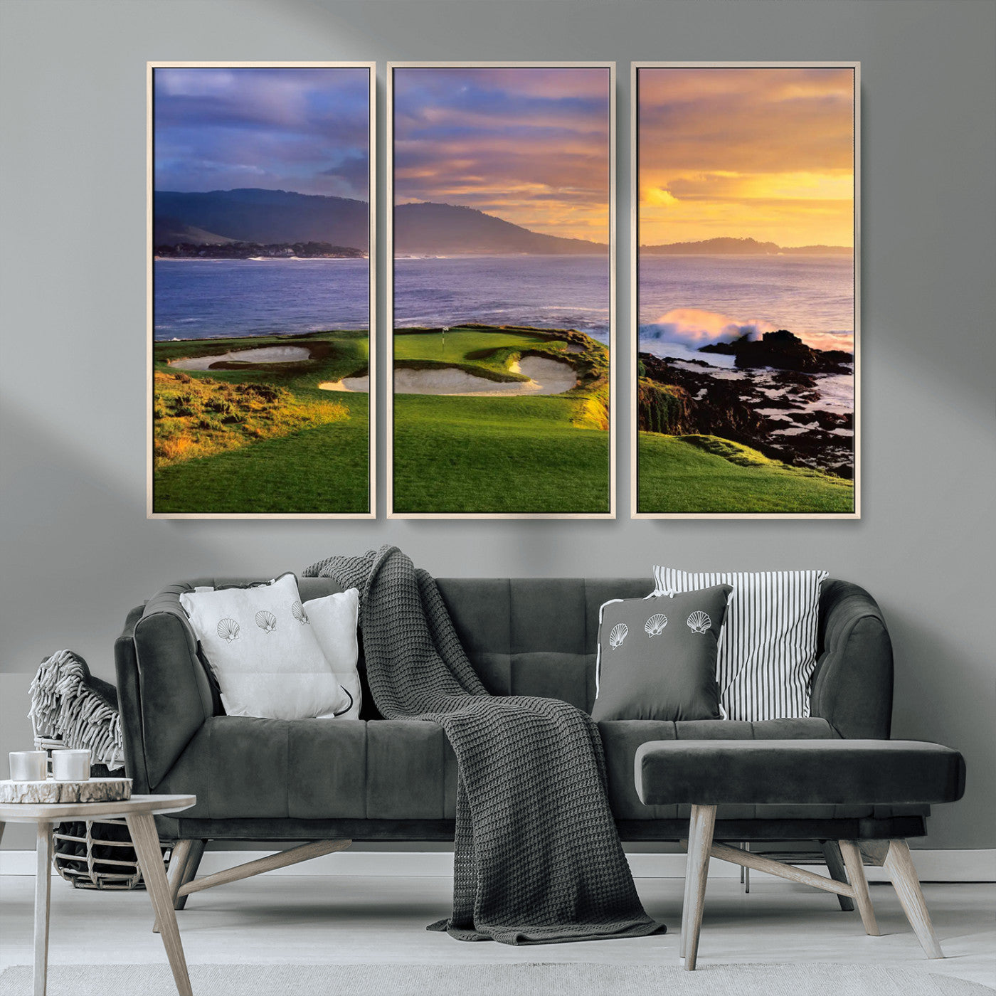 73699248-MGV-CV-36X24-Pebble Beach Golf Links Wall Art Canvas Print – Iconic Coastal Golf Course Artwork, Perfect for Office, Man Cave, or Golf Lover’s Decor