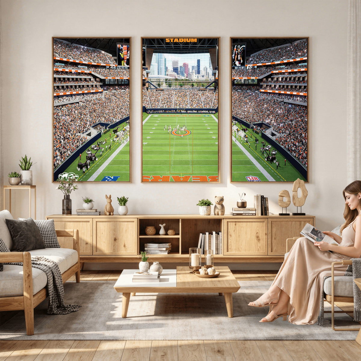 76935553-PAN-FL-20X10 - Chicago Bears Soldiers Field Wall Art Canvas Print, Home Office Wall Decor
