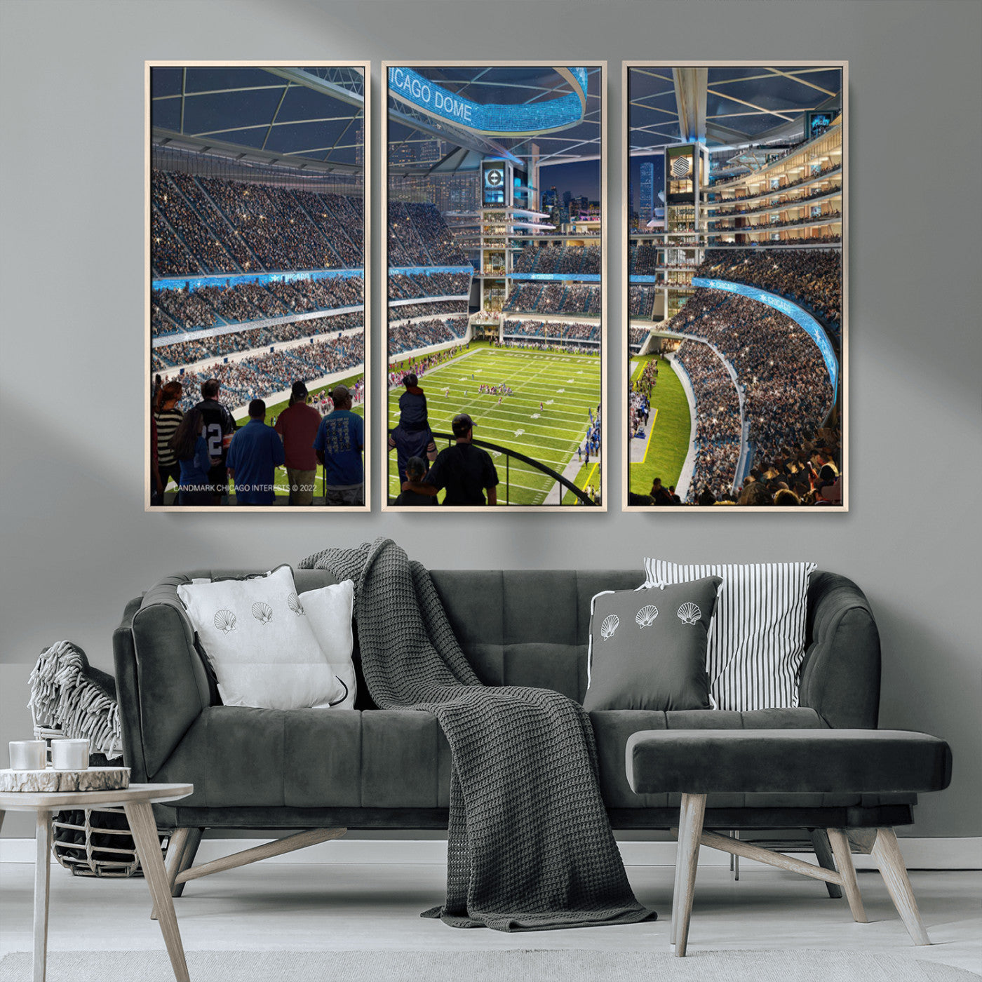 MGV-FC-48X32-3P - Chicago Bears Soldiers Field Wall Art Canvas Print – Framed Football Stadium Artwork for Sports