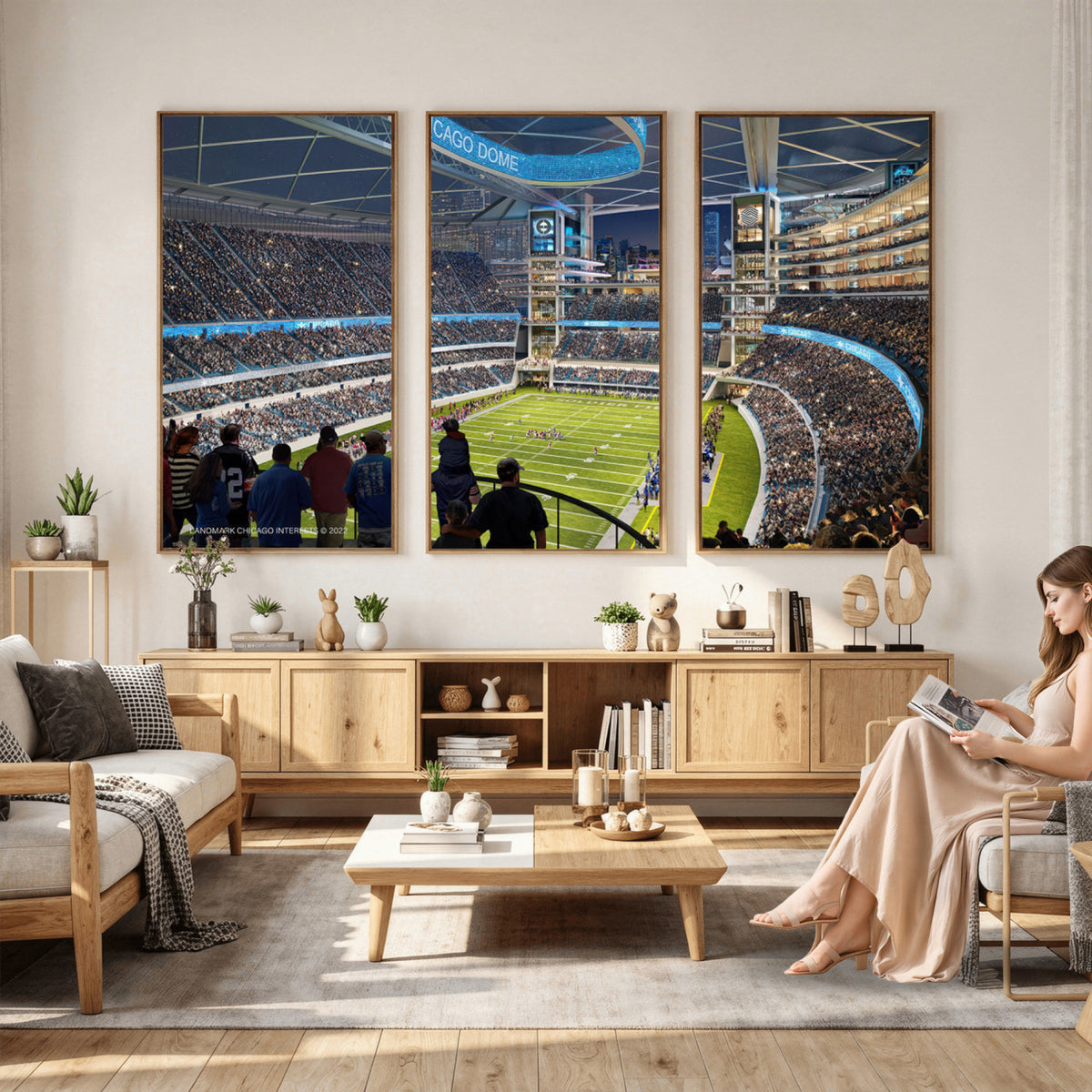 41816511-MGV-CV-36X24 - Chicago Dome Stadium Wall Art Canvas Print, Framed Modern Decor