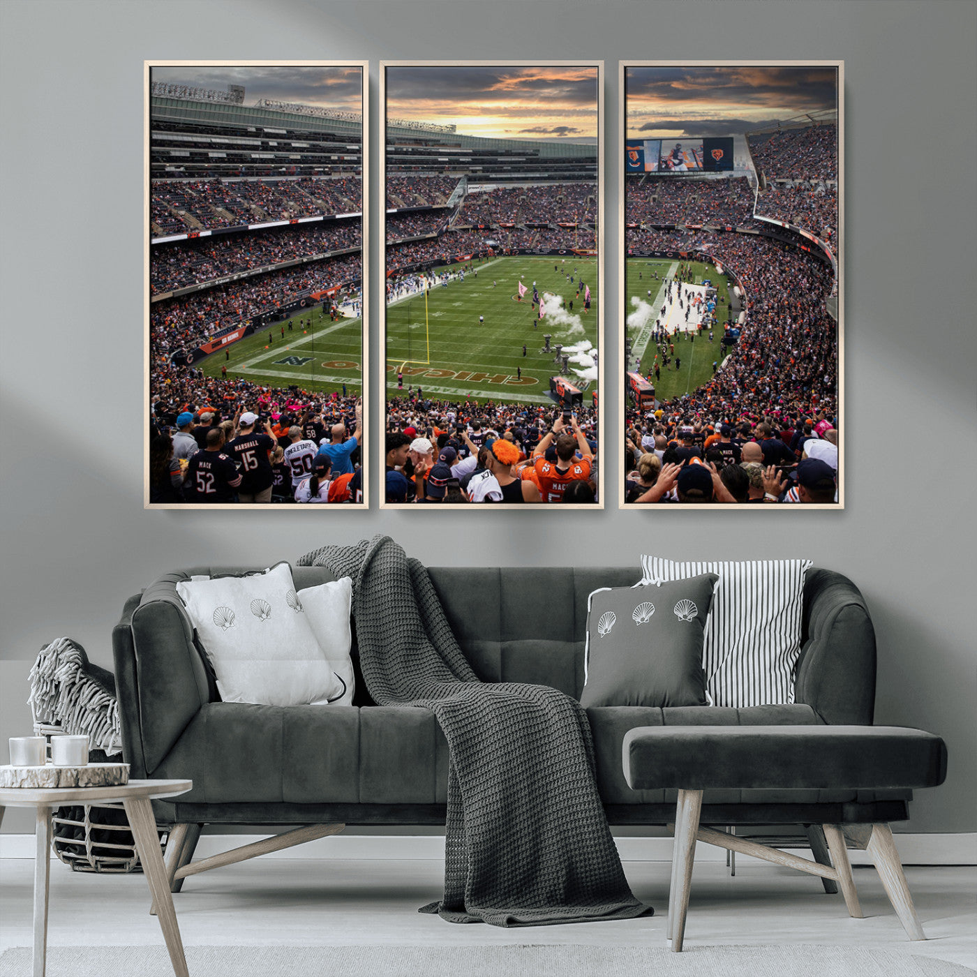 MGV-FC-48X32-3P - Chicago Bears Soldiers Field Wall Art Canvas Print – Framed Football Stadium Artwork for Sports